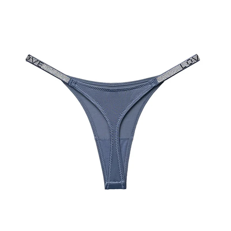 Sexy Panties Women Thongs Rhinestones G string Letter Diamonds Sports Thong Low Waist Briefs T-back Fitness Size S-XL