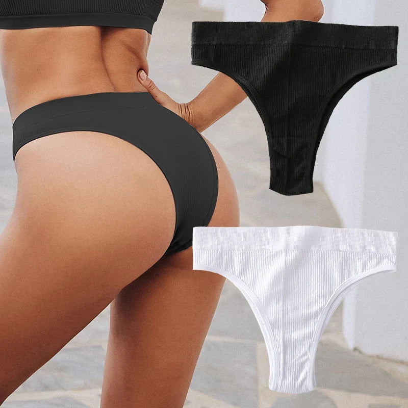 2PCS/Set Seamless Panties Women Sexy Low Waist Brazilian Pant Female Solid Color Breathable Underwear Lady Soft Intimat Lingerie