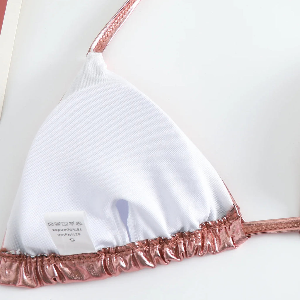 Sexy Brozing Gold Bikinis Sets Women Push Up Micro Bikini Swimsuit 2026 Brazilian Beach Bathing Suit Tie Side Triangle Swimwear