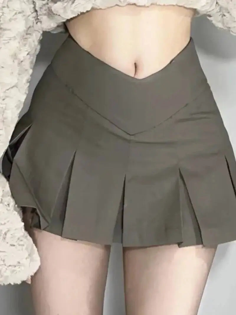 2026 Spring/summer New High Waisted Pleated Skirt Women's Spicy Girl Solid Color Slim A-line Wrap Hip Short Skirt A45S