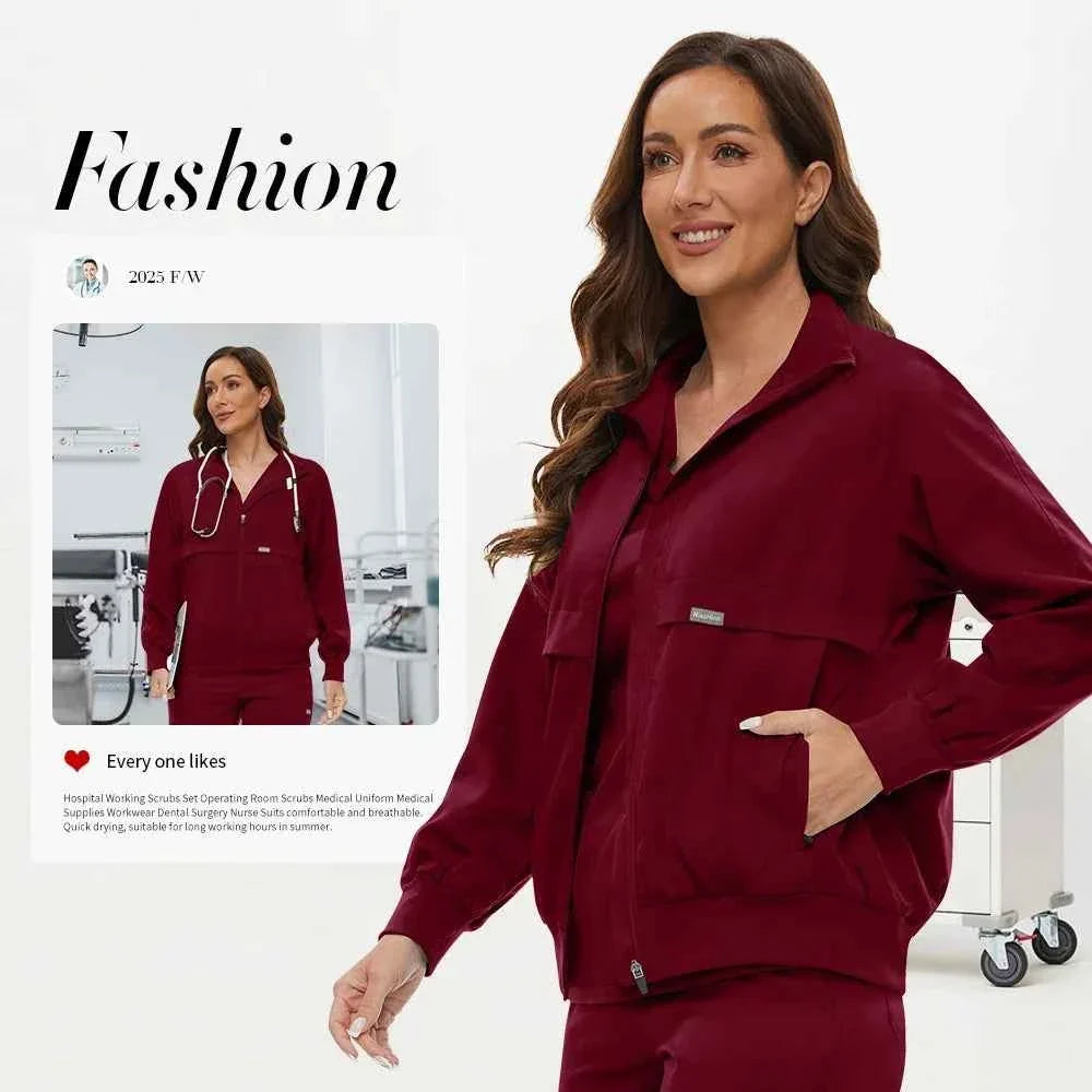 Niaahinn Long Sleeve Nursing Scrubs Jacket