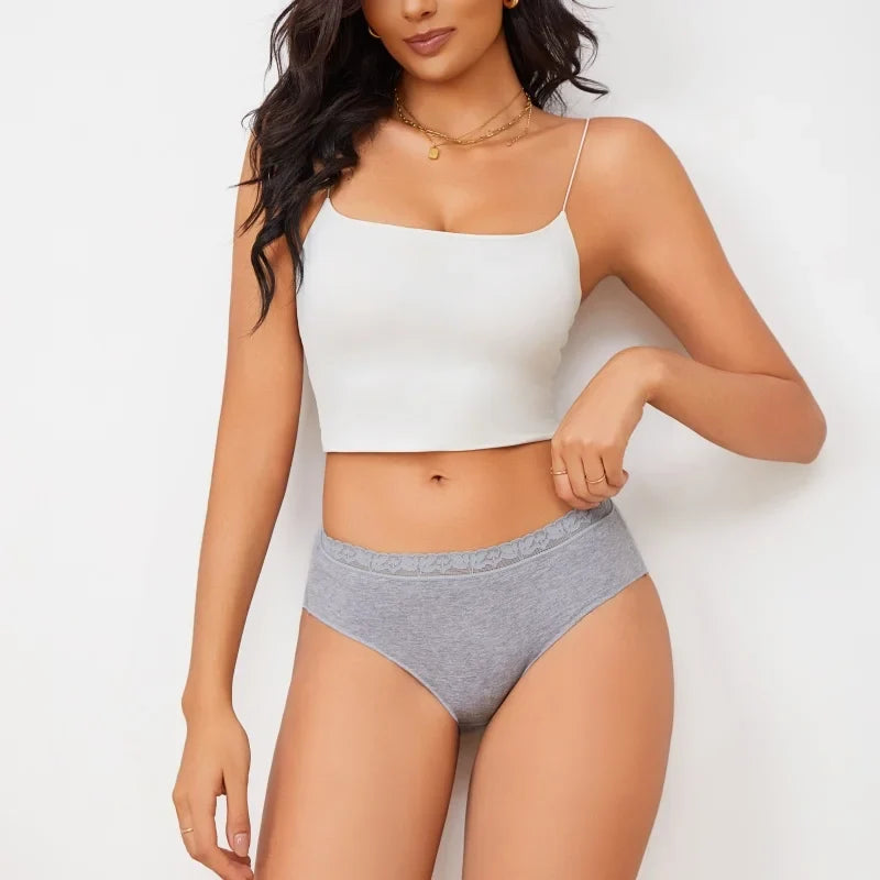 3Pcs Women Cotton Lingerie Sexy Soft Fashion Panties Femme Buckle Design Underwear Pantys Underpant Lingerie Lace Intimates S-XL