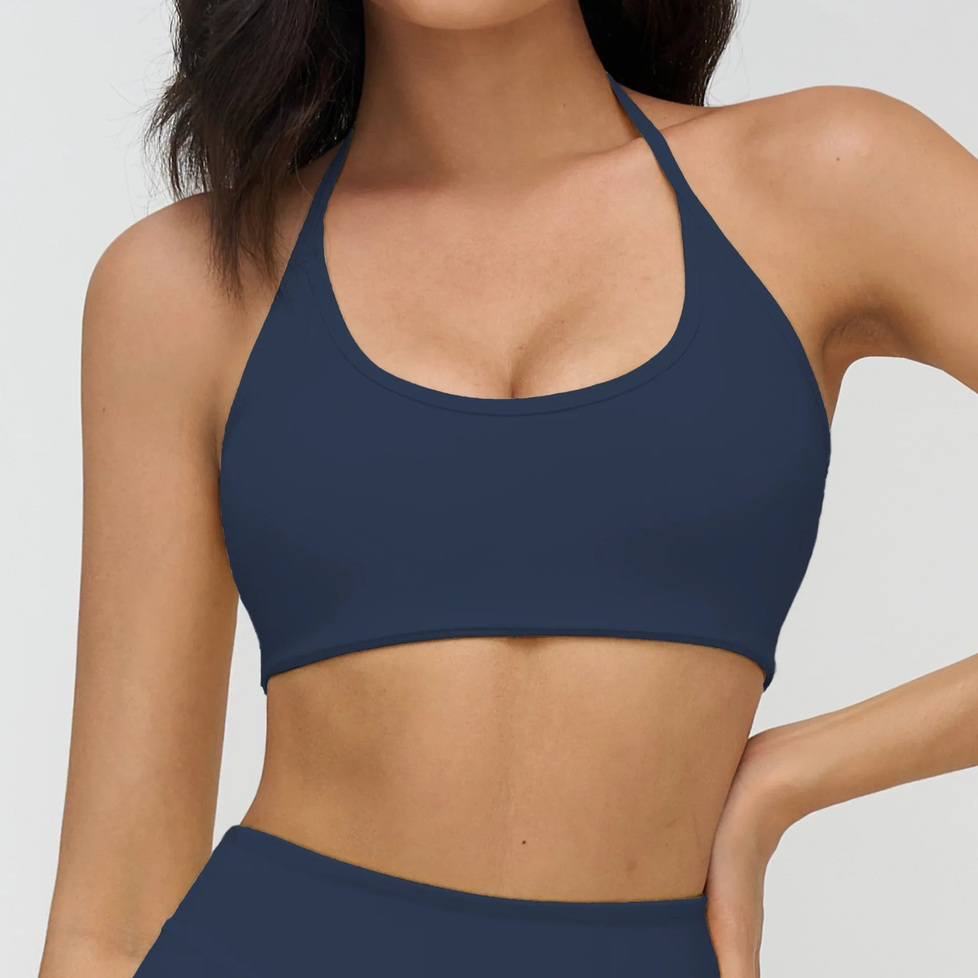 Neck Hanging Sports Bra High Support Women Push Up Bra Summer Gym Clothes Fitness Halter Top Quick Dry Running Workout Underwear