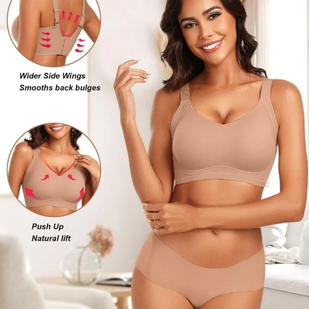 Women's Wire-free Seamless Bra Solid Color Full Cup Thin Molding Underwear Seamless Push-up Comfortable Underwear