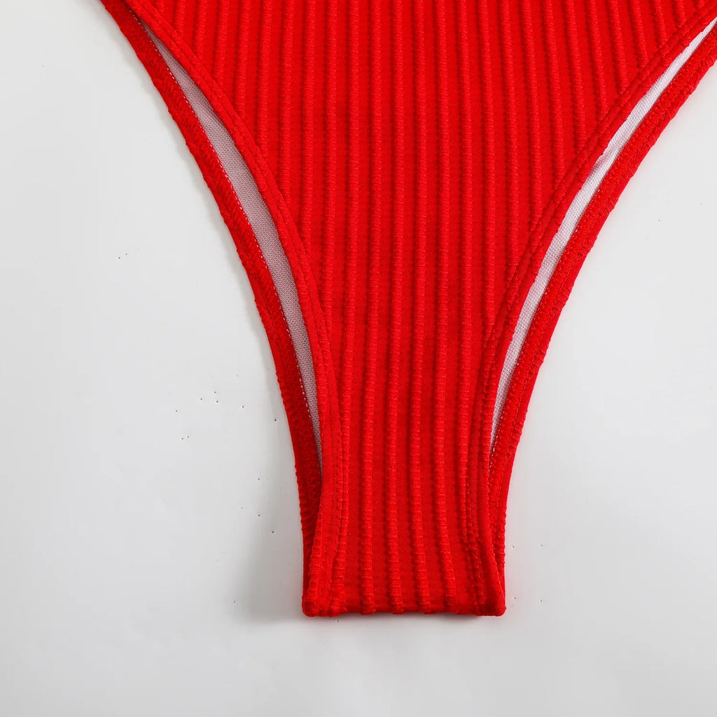 Sexy Red White Swimwear Women 2025 Hollow Out Backless Slimming Tummy Control One Piece Swimsuit Bathing Suit Holiday Monokini