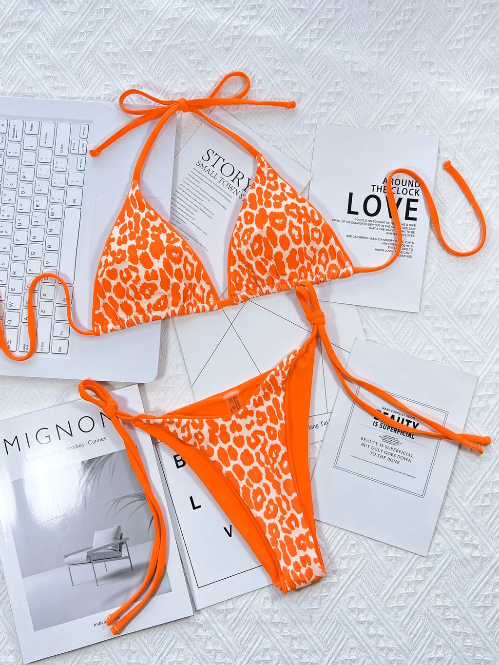 Sexy Mirco Bikini 2024 Women Neon Hot Pink Patchwork Triangle Swimsuit Beach Brazilian Bathing Suit Tie Side Thong Swimwear