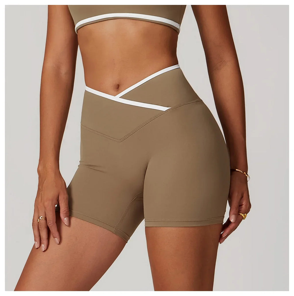 Yoga Shorts Women Fitness Shorts V-shaped Waist Running Cycling Shorts Breathable Sports Leggings High Waist Workout Gym Shorts