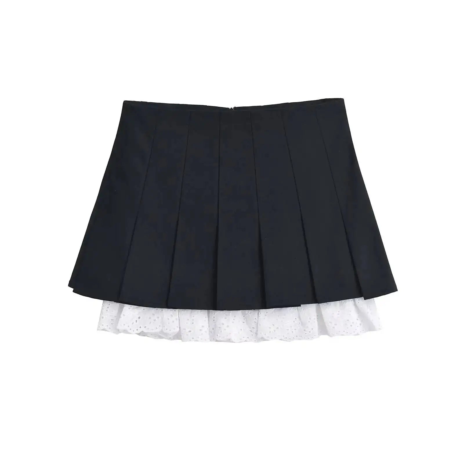Summer New Leisure Lace Splicing Short Skirt Women Pure Desire Spicy Girl High Waist Hundred Fold A-line Half Length Skirt 7V01