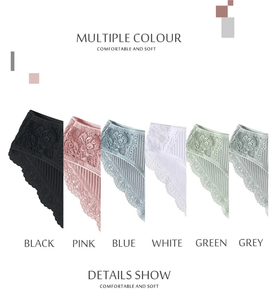 3Pcs/set Women's Cotton Panties M-2XL Women Patchwork Lace Underwear Sexy Low Waist Briefs Ladies Comfortable Underpants 2022