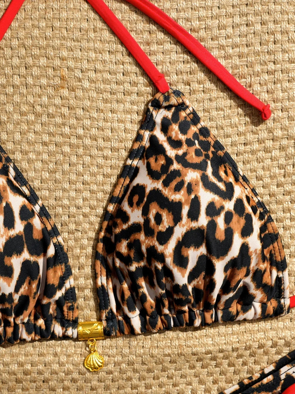 Vintage Red Leopard Print Micro Bikini Set 2026 Women Drawstring Side High Waist Swimsuit Holiday Bathing Suit Push Up Swimwear