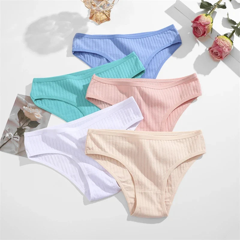 3PCS Women's Cotton Briefs Panties Female Sexy Low Waist Underwear M-XL Breathable Panty Girls Comfortable Intimates Lingerie