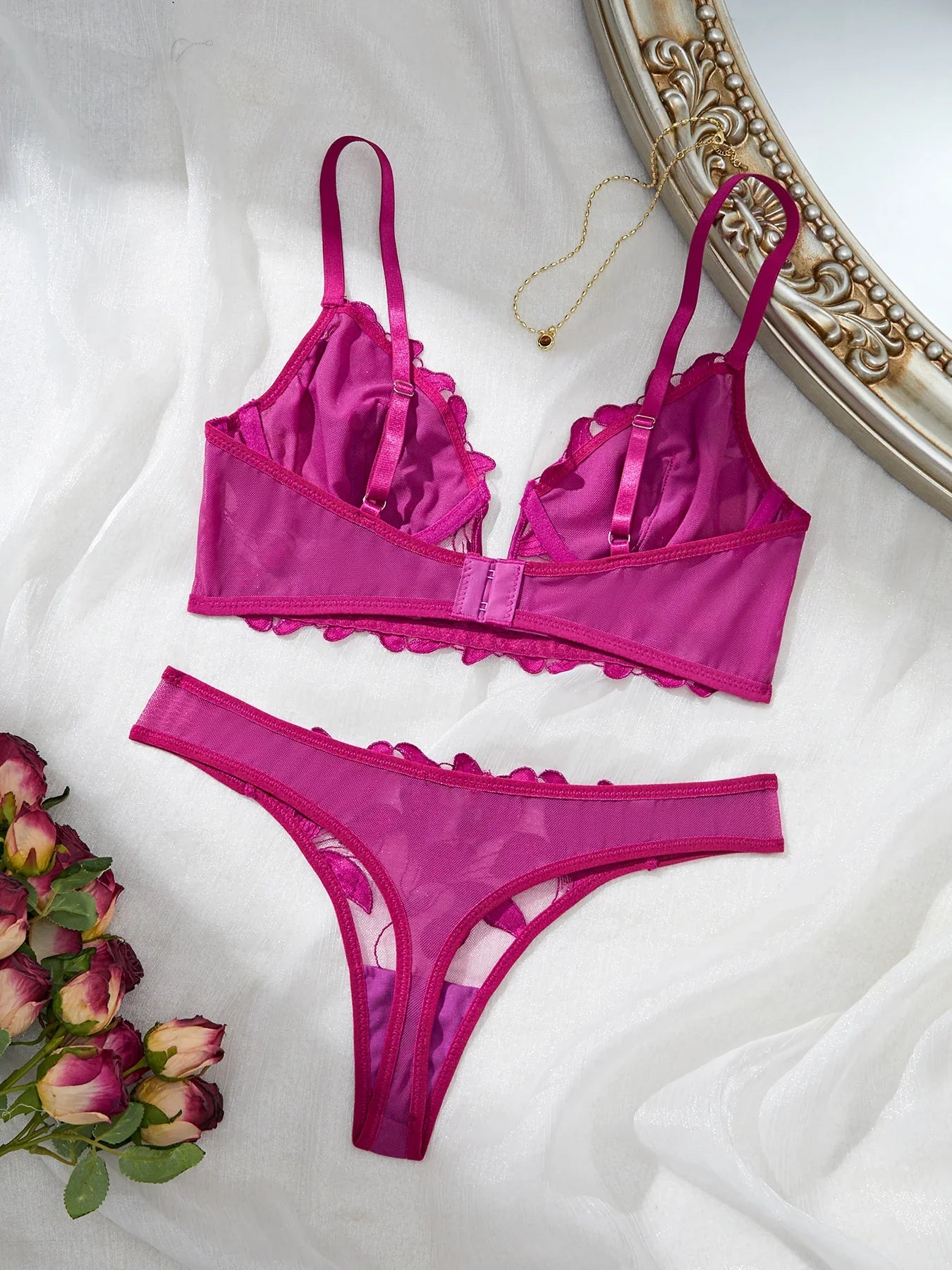 Floral Valentine Charming Brief Panty Underwear Sexy Nighty Fancy V Underwear Brief Set for Lady