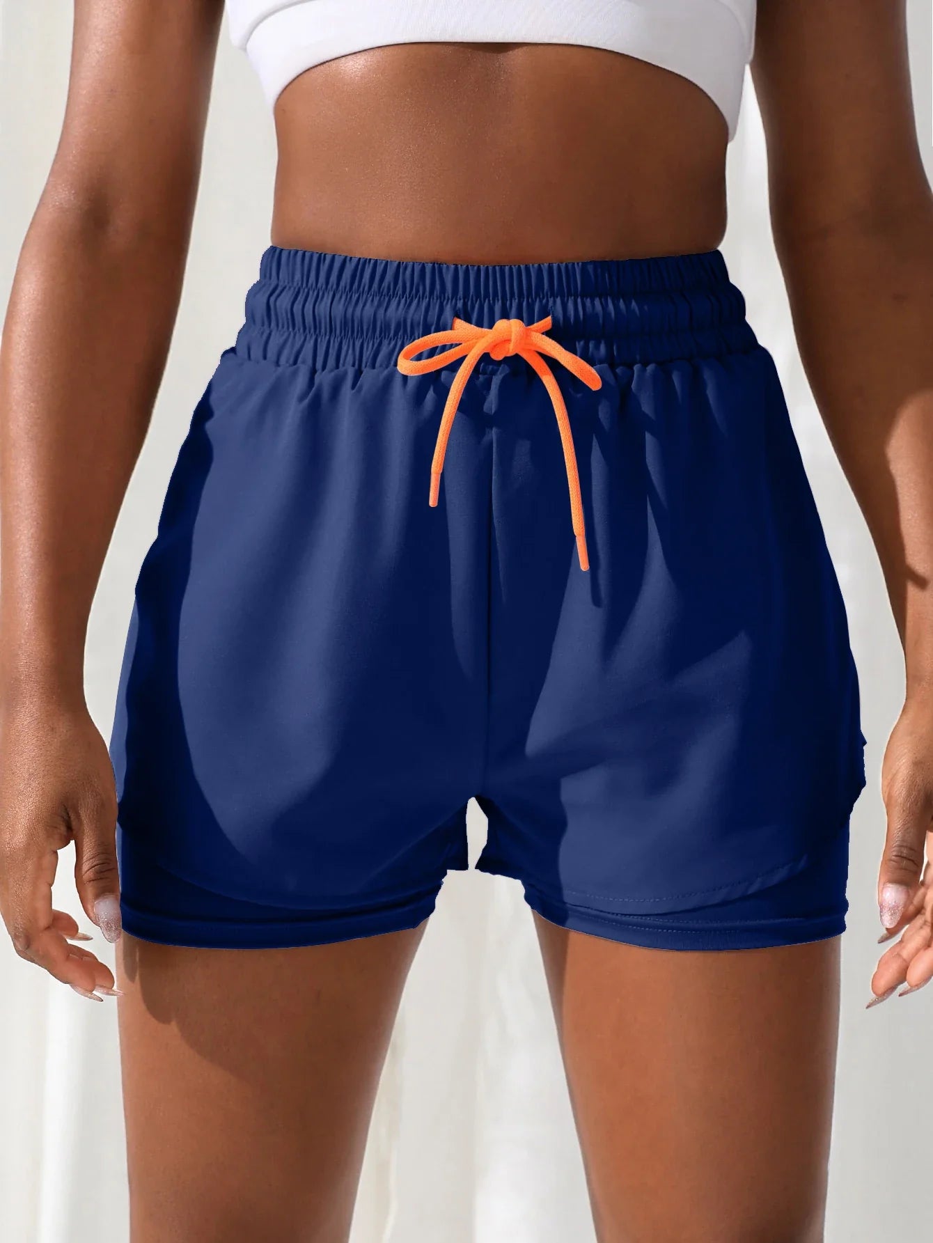 Women's High Rise Yoga Shorts With Elastic Proximity Control Running Shorts, Fake Two Pieces Pants