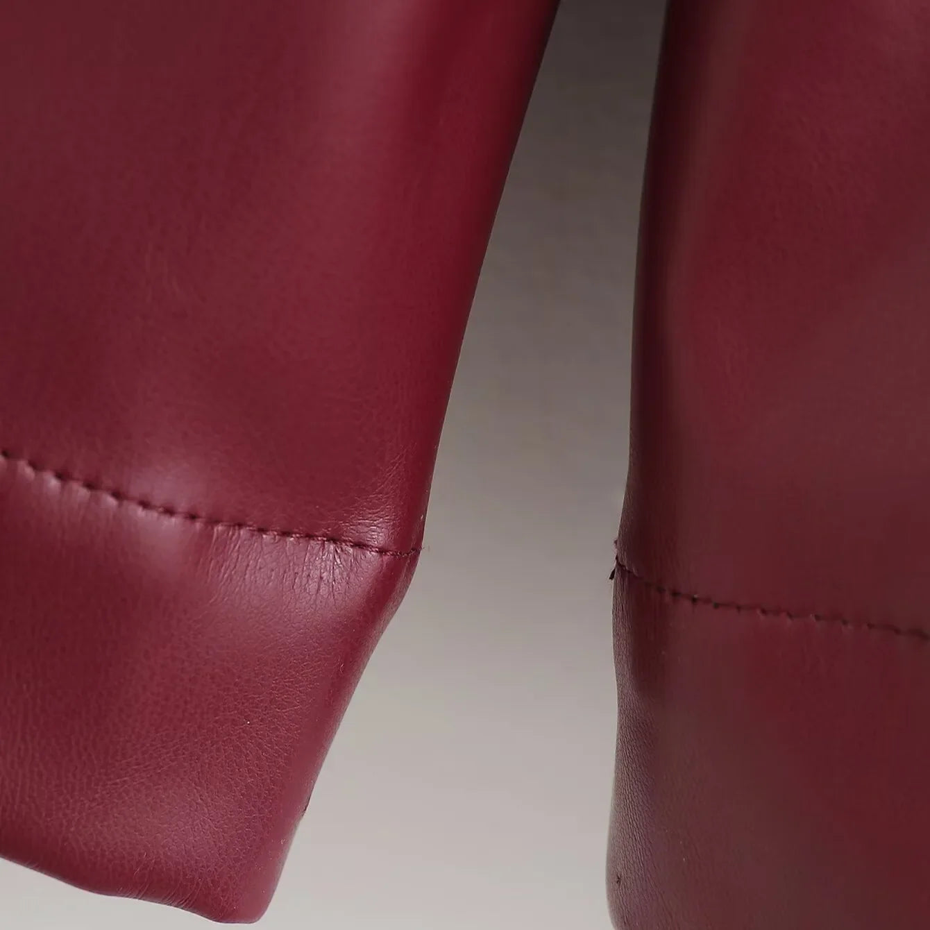 Burgundy Leather Wide Leg Shorts For Women High Waist With Pockets Stylish Daily Simple Casual Leather Button Zipper Shorts GQ6I