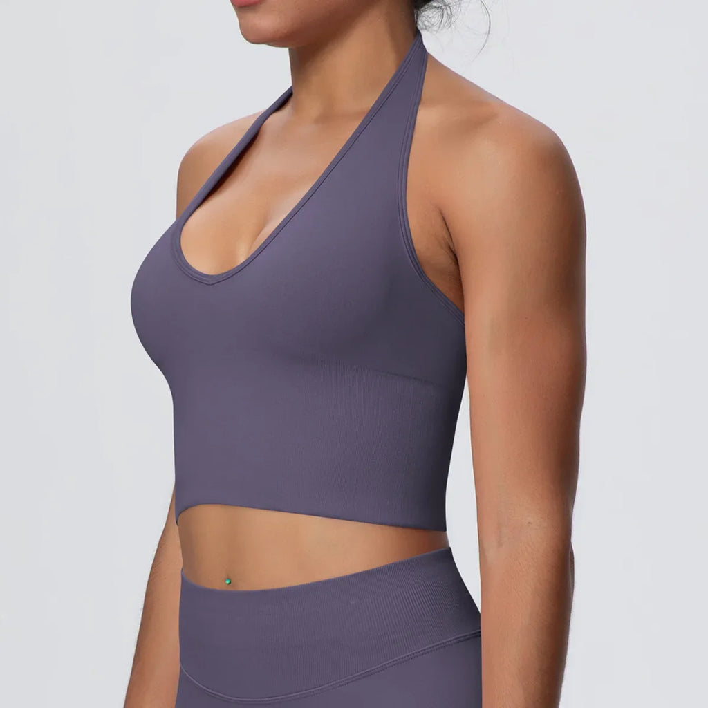 Gym Tops Women Halter Top Gym Vest Woman Sexy Backless Push Up Sport Bras Running Vest Workout Tops Activewear Yoga Fitness Vest