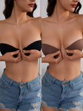 Women's Half Cup Strapless Bra Front Closure Clear Strap Bra Non-Slip Silicone Band Underwire Support Women's Underwear