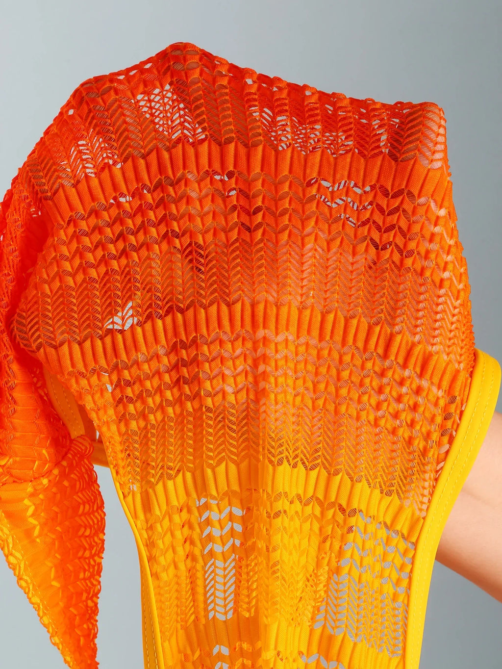 Sexy Orange Gradient Swimsuit Women Hollow Out Backless Lace One Piece Swimwear 2025 Beach Bathing Suit Drawstring Side Monokini