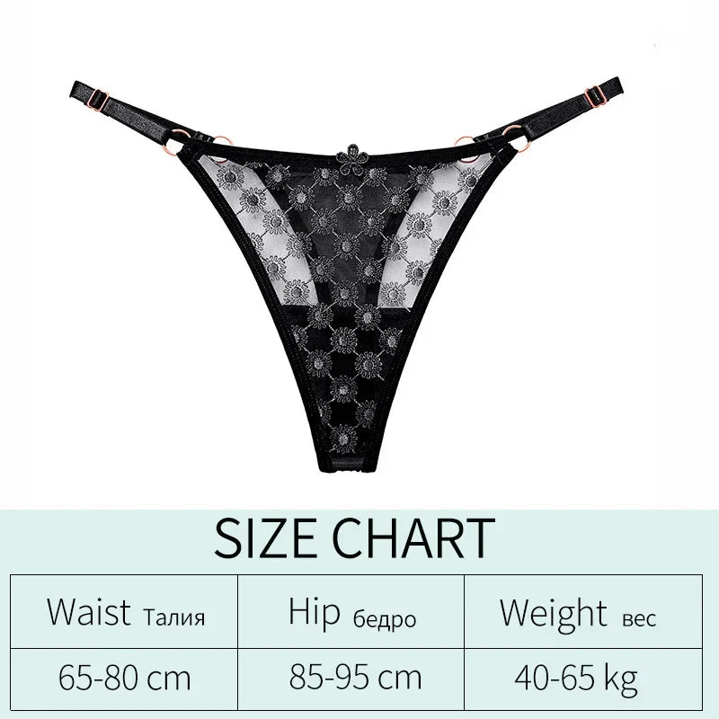 Thin Sexy Girls G String Thong Panties Women Briefs Flower Hollow Out Transparent Underwear Female Lingerie