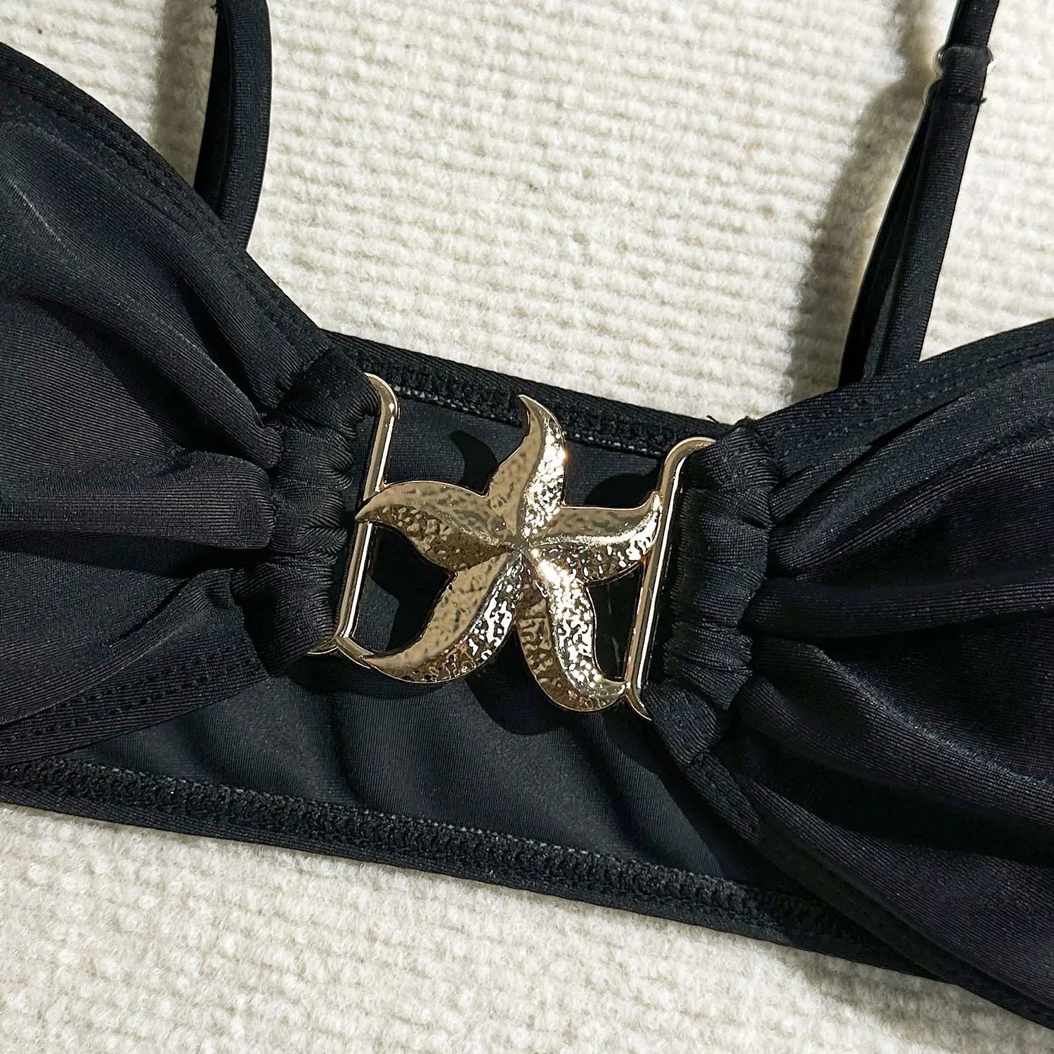 Sexy White Black Skirt 3 Piece Bikini Set 2025 Women Starfish Ornament Push Up High Waist Swimsuit Beach Bathing Suit Swimwear