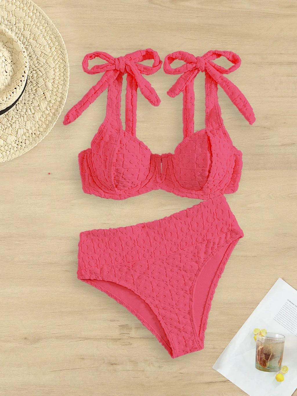 Sexy yellow bikini set 2026 women tie strap push up underwire high wiast swimsuit summer bathing suit two piece swimwear biquini