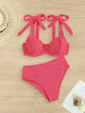 Sexy yellow bikini set 2026 women tie strap push up underwire high wiast swimsuit summer bathing suit two piece swimwear biquini