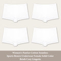 4PCS Women's Panties Cotton Seamless Sports Boxers Underwear Female Solid Color Briefs Cozy Lingerie Intimate Underpants XS-XL