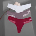 3Pcs/set Cotton Thongs Lace Bikini Underpants Women S-XL T-Back Underwear Ladies G-string Soft Thong Panties Female Lingerie New