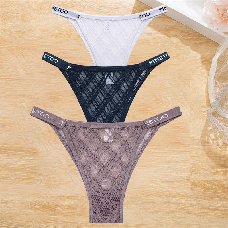 3Pcs/Set Cotton Panties Women Letter Belt Lace Sexy Briefs Seamless Low Rise Underwear Ladies M-XL Underwear Girls Lingerie New
