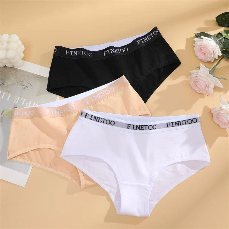 New 3Pcs Women's Cotton Briefs Letter Belt Underwear Women Panties Sexy Breathable Briefs Female Stretch Ladies Soft Lingerie