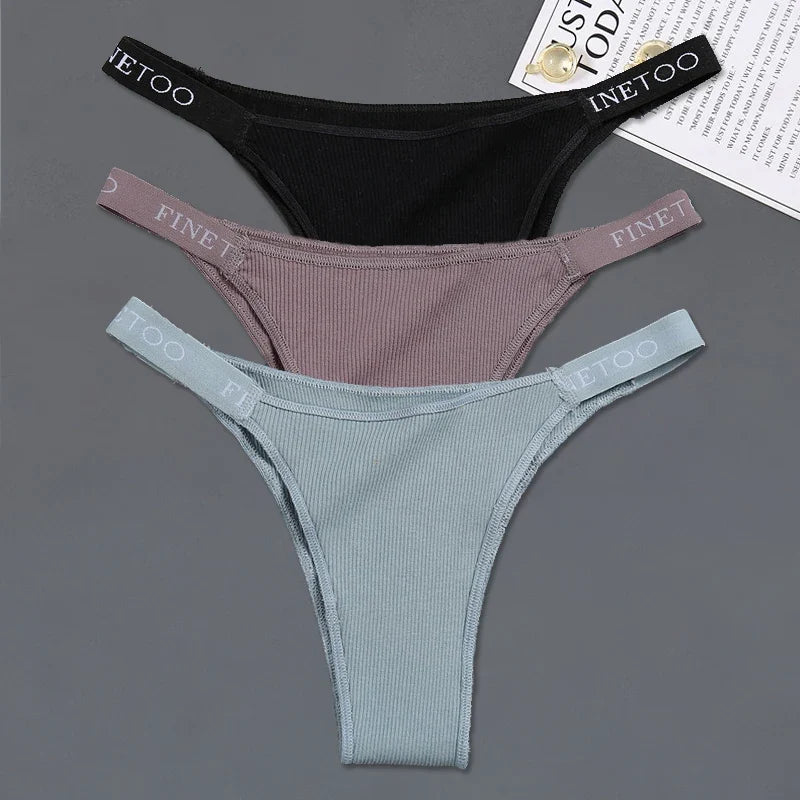 3Pcs/set Low Waist Brazilian Panties Women Cotton Bikini Panties M-XL Lady Comfortable Underwear Female Soft Underpants Lingerie