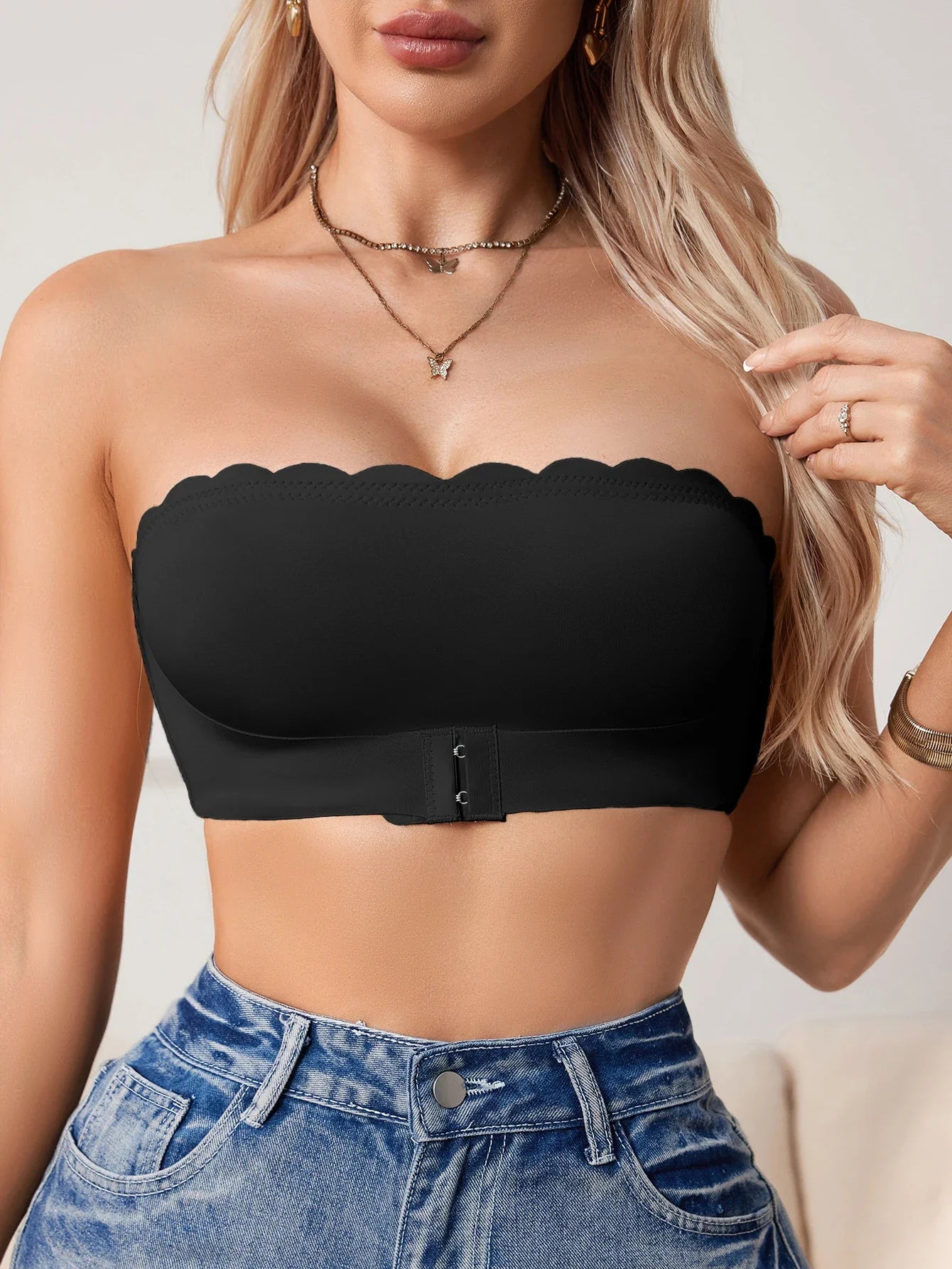 Strapless Women's Bra Simple Front-Clasp Push up Sexy Bras Unlined Wire-Free Comfortable Sexy Bras