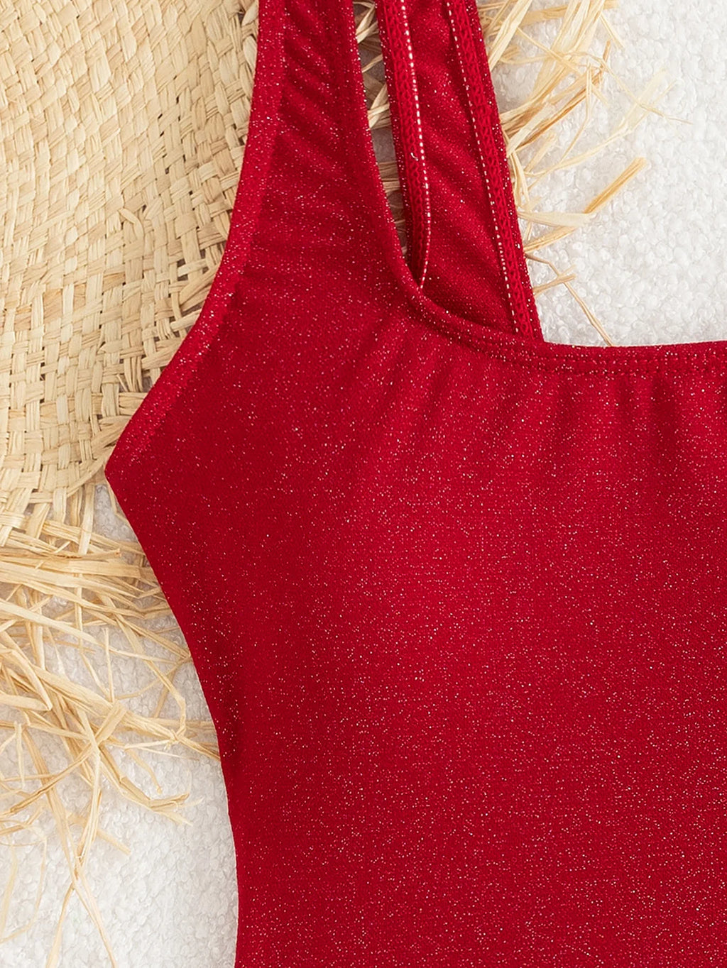 New Red Hollow Out Backless Cross Swimwear Women Sexy Shiny Tummy Control One Piece Swimsuit 2025 Beach Bathing Suits Monokini