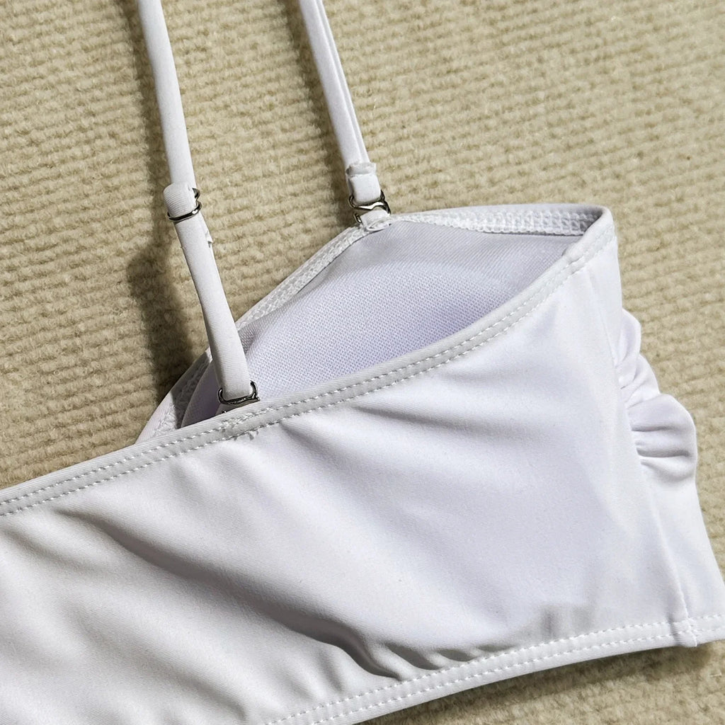 Sexy White Black Skirt 3 Piece Bikini Set 2025 Women Starfish Ornament Push Up High Waist Swimsuit Beach Bathing Suit Swimwear