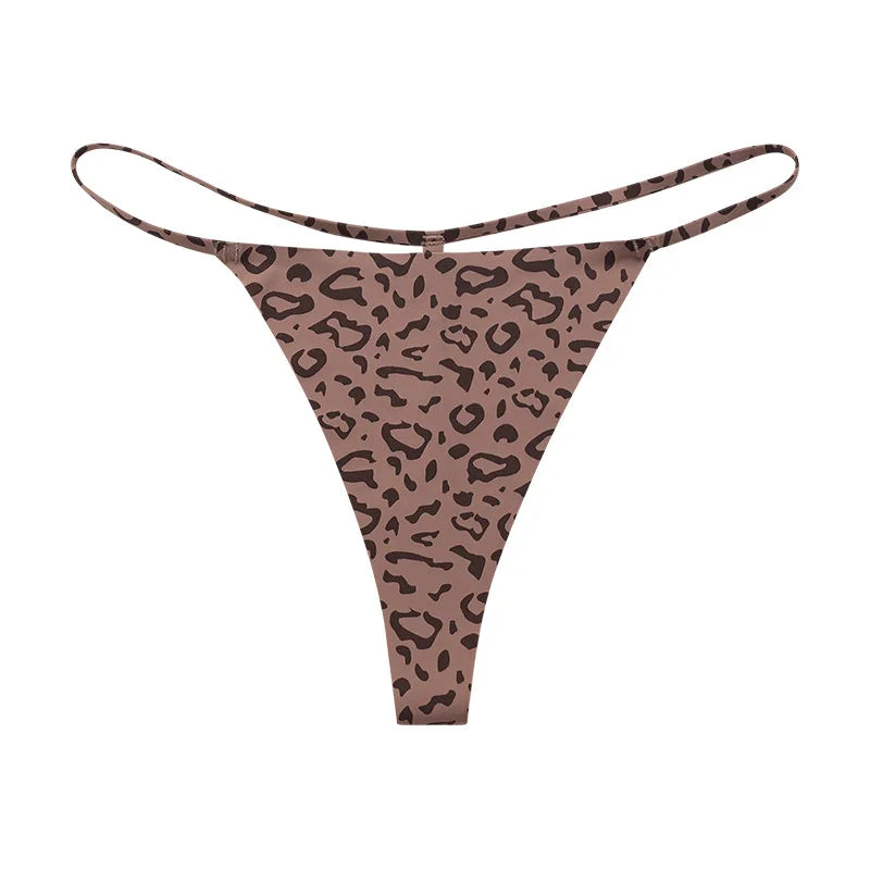 Ice Silk Leopard Women Panties Sexy G String Seamless Thong Underwear Girls Briefs Low Waist Traceless Underpants Plus Size S-XL