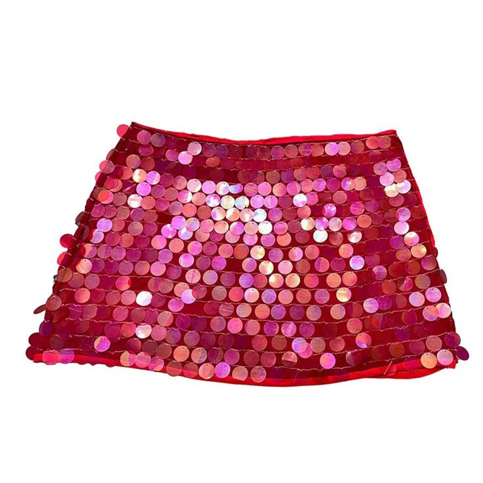Sequin Mini Skirts for Women Summer Shiny Bandage Short Skirts Side Split Tie Up Skirt Y2K Party Clubwear Streetwear