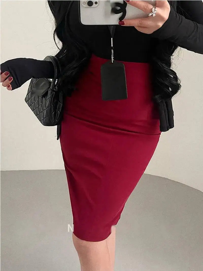 Korean Style Pure Desire Sexy OL High Waist Tight Slimming Mid Length Skirt Fashion Women Sweet Mini Skirts 2026 New Summer 9B8