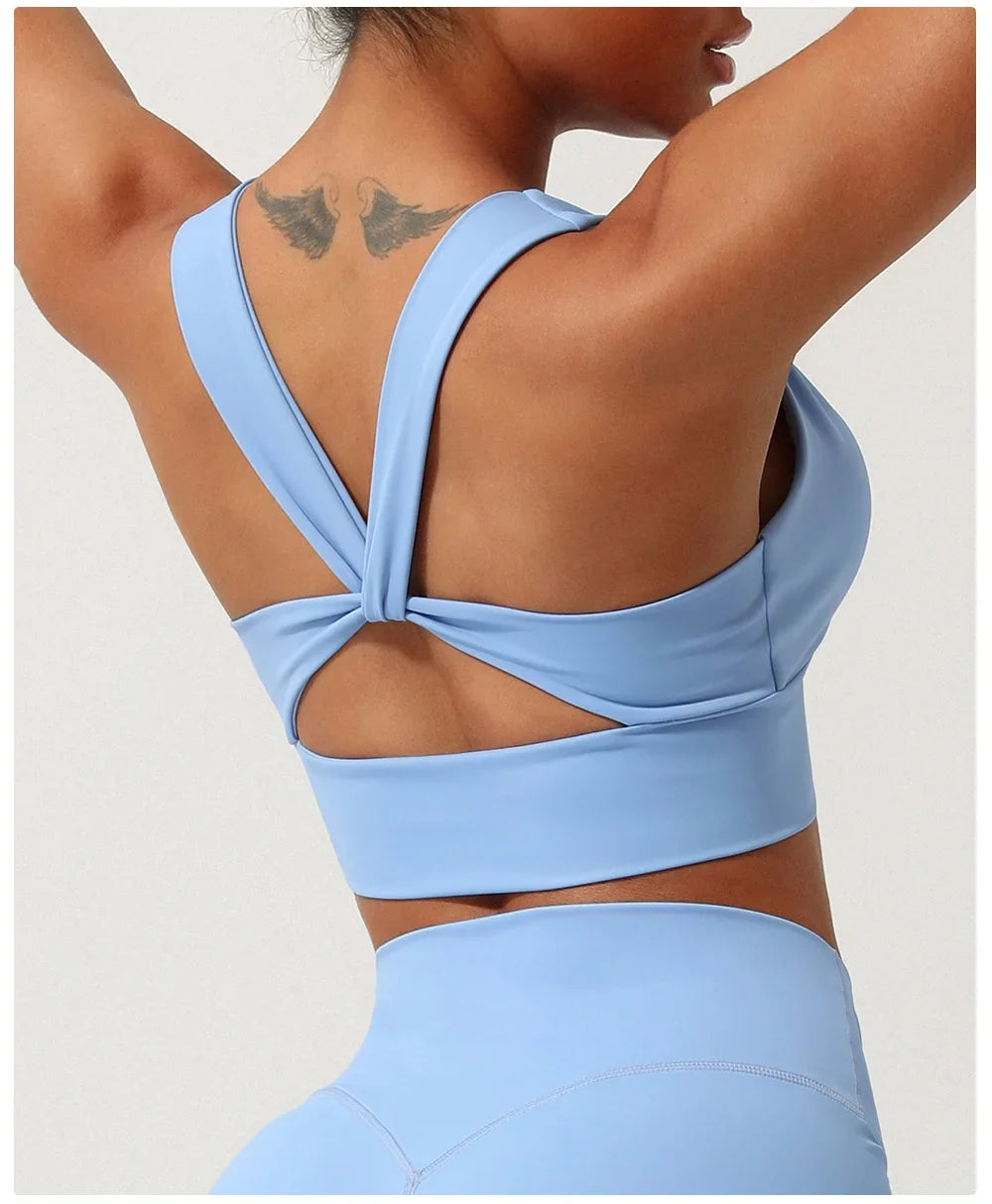 Female Cross Strap Sports Vest Bras For Women Bra High Strength Gym Underwear Sexy With Pad Bra Push Up Tops Workout Lingerie