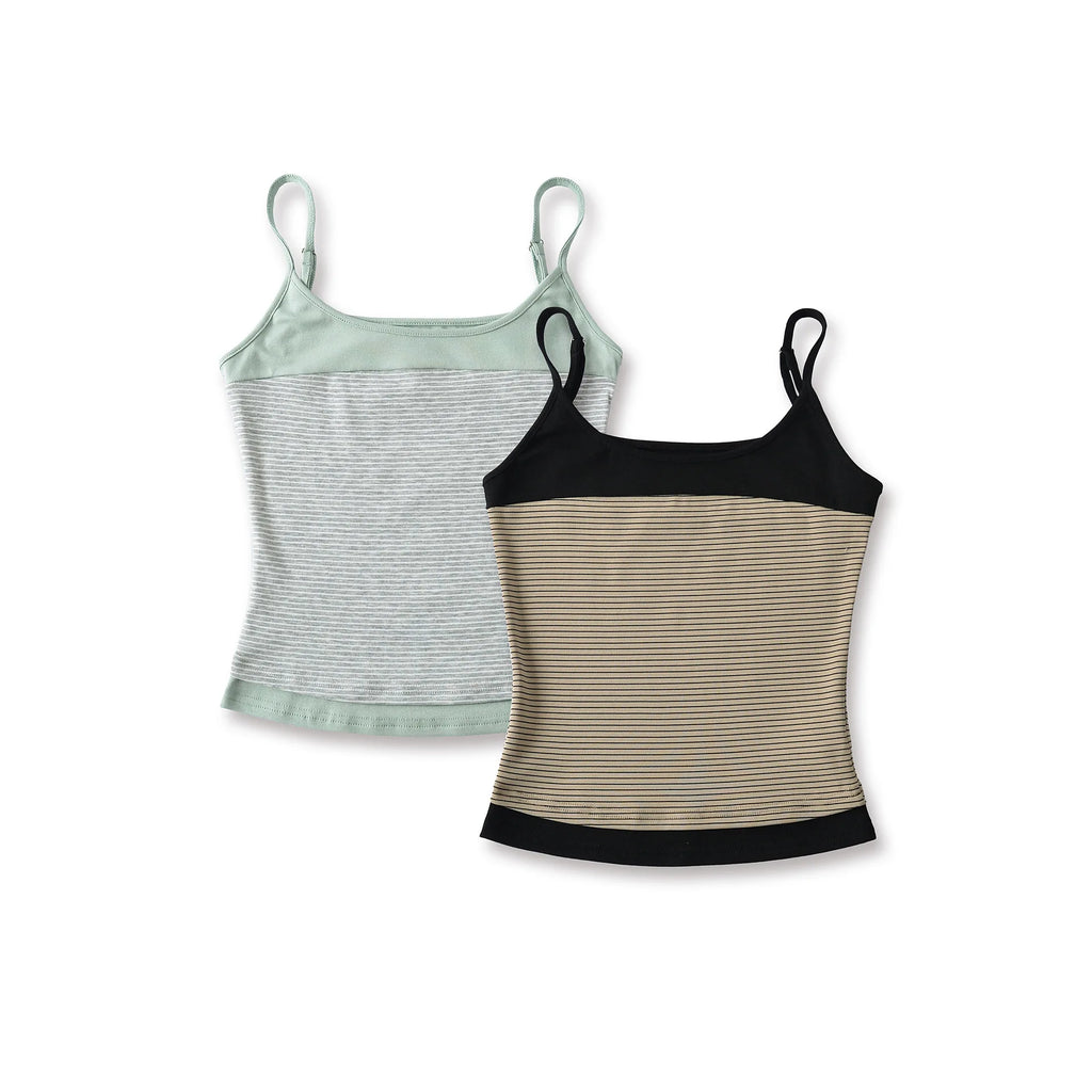 New Korean Style Pure Desire Color-Block Patchwork Base Shirt Women's Striped Inner Camisole Tank Top For Woman Casual TA42