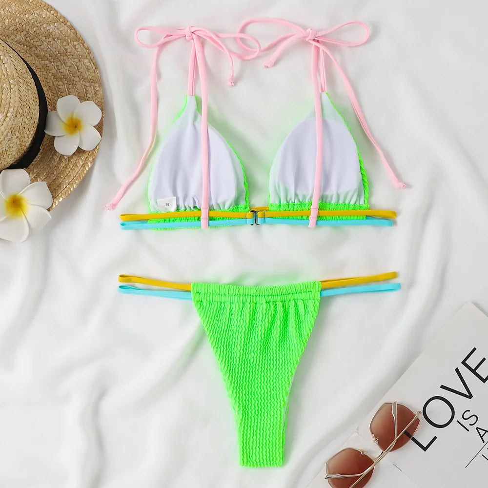 2026 New Fashion Sexy Bikini Solid Swimsuit Women Swimwear Push Up Set Brazilian Bathing Suit Summer Beach Wear Swimming