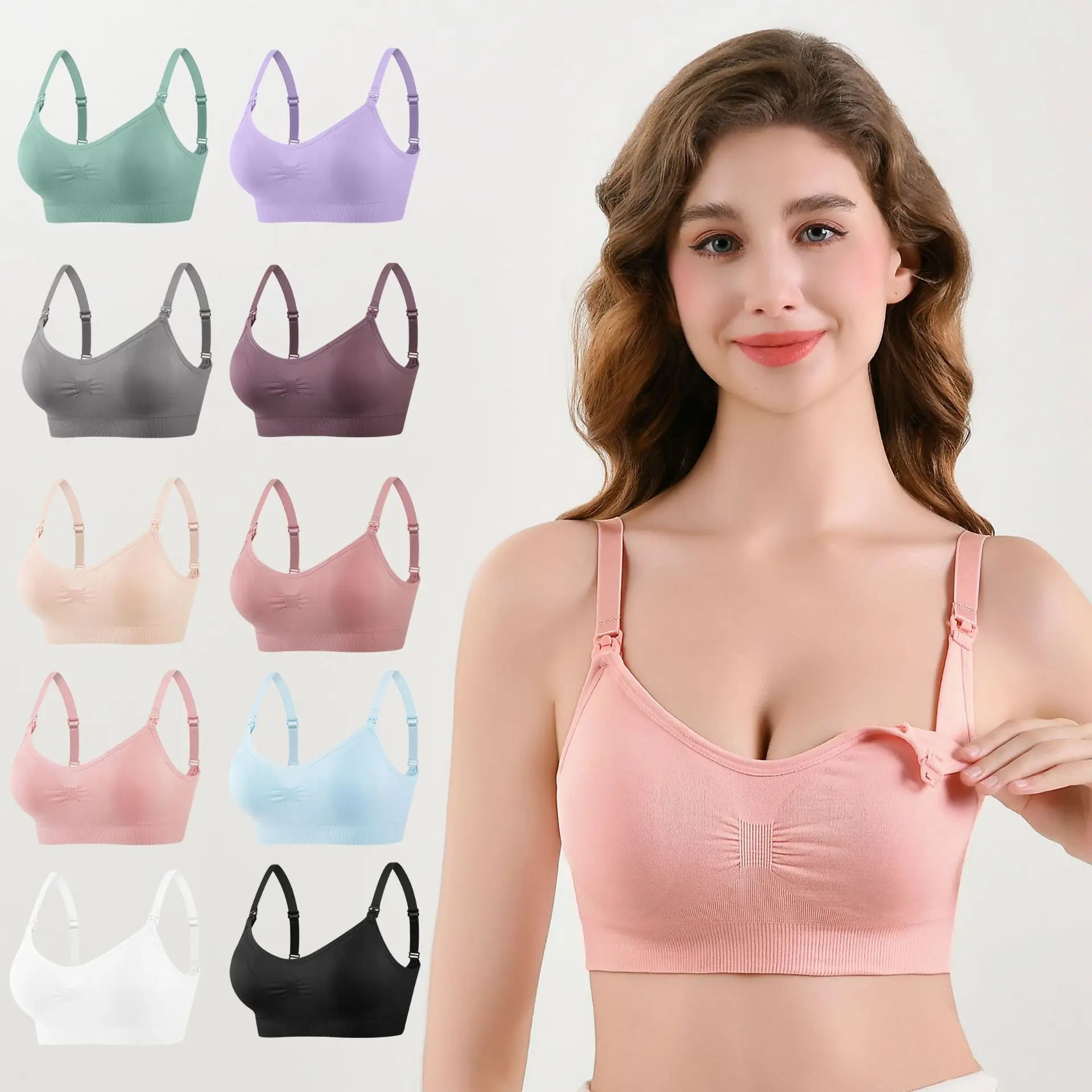 Nursing women's Wire-free Front Buckle Pregnant Bra Plus Size Nursing Adjustable Push-up Bra Underwear Plus Up