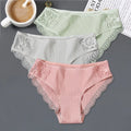 3Pcs/set Women's Cotton Panties M-2XL Women Patchwork Lace Underwear Sexy Low Waist Briefs Ladies Comfortable Underpants 2022