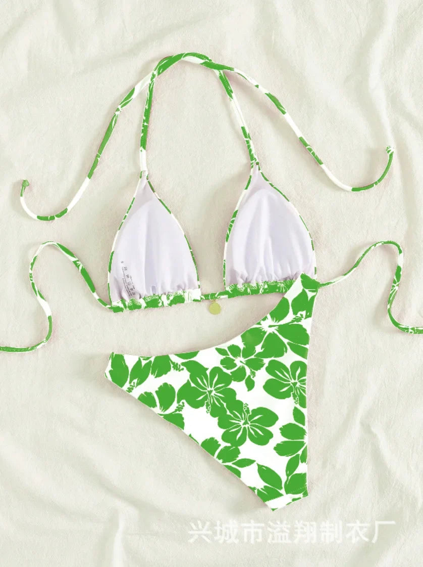 Micro Bikini 2026 Push Up Women Swimsuits Sexy Swimwear Brazilian Bikini Set Biquini Print Swimsuit Summer Brown Beachwear