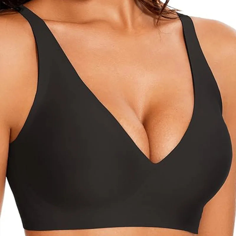 Women's Seamles Swire-free Bra Comfortable Full-Cup Solid Color Full-Cup Thin Mold Bra Plus Size Breathable Bra Pusp up