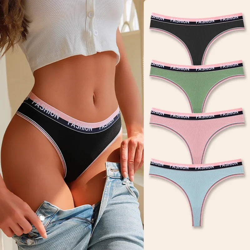 4Pcs Women's Seamless Cotton Briefs Intimates Sexy Panties Solid Color Breathable Underwear Female Low Waist Soft Lingerie S-XL