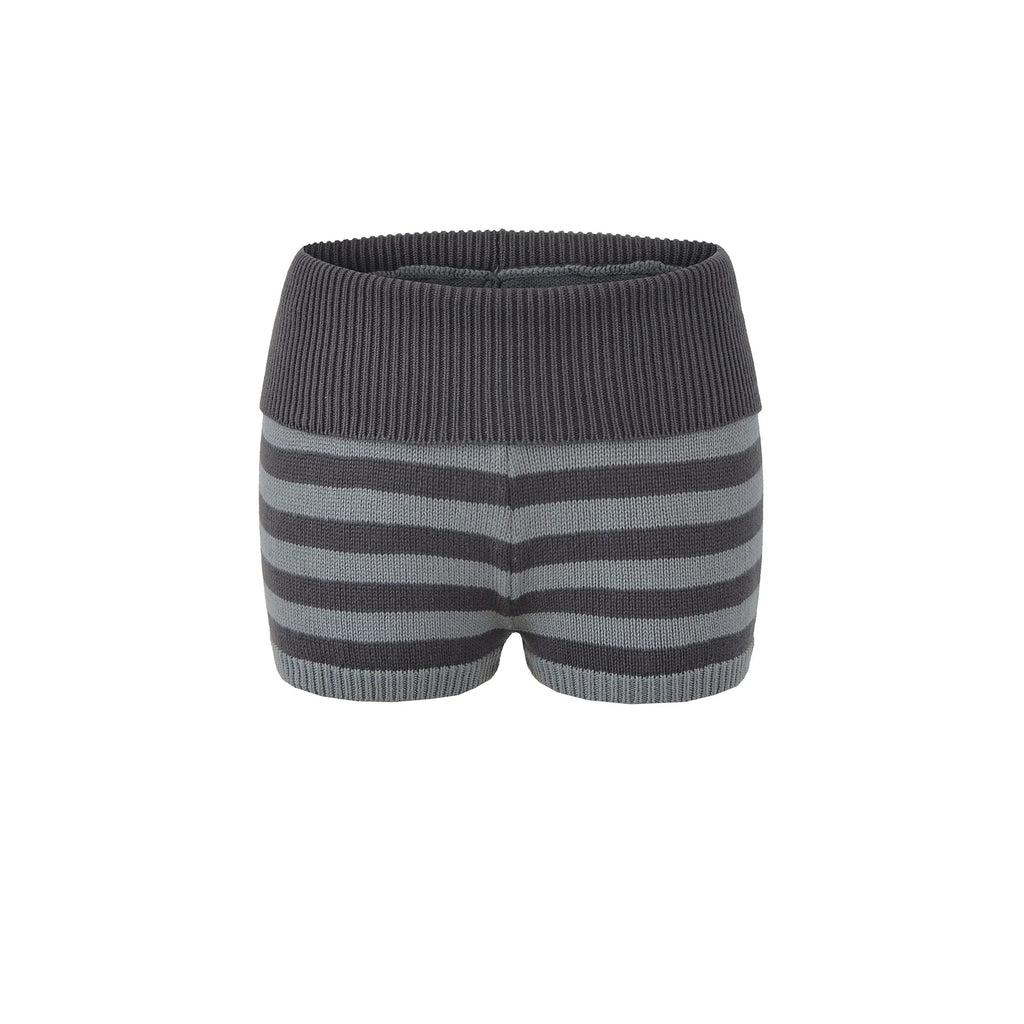 Spring Striped Knitted Shorts Fashion Striped Elastic Waist Versatile Straight Casual Knitted Shorts For Woman Fashion 4Z0M