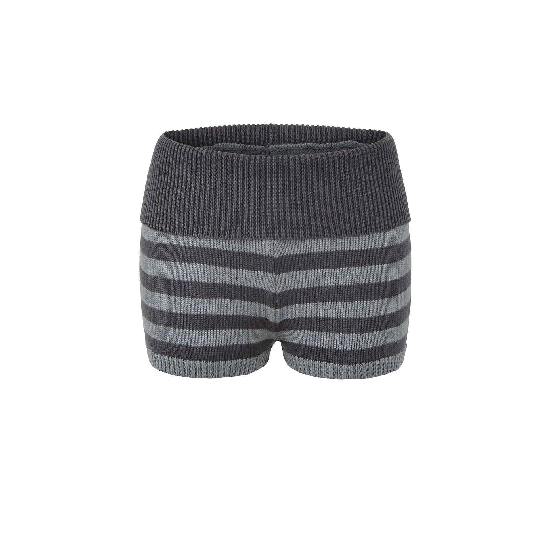 Spring Striped Knitted Shorts Fashion Striped Elastic Waist Versatile Straight Casual Knitted Shorts For Woman Fashion 4Z0M