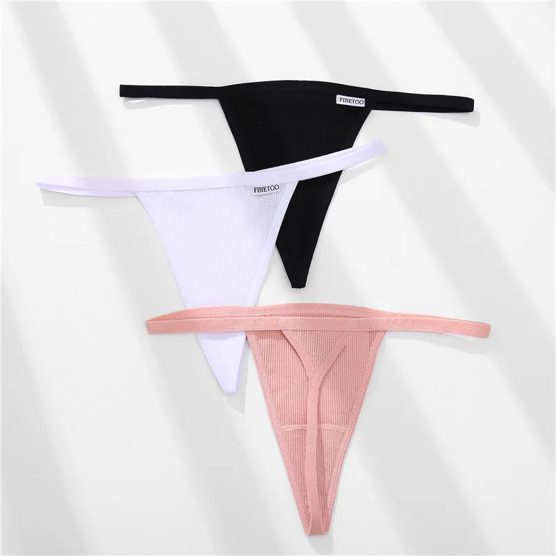 3Pcs/set Cotton Thongs M-XL Sexy Bikini Panties Women T-Back Underpants Girls Low Waist G-string Underwear Female Lingerie 2022