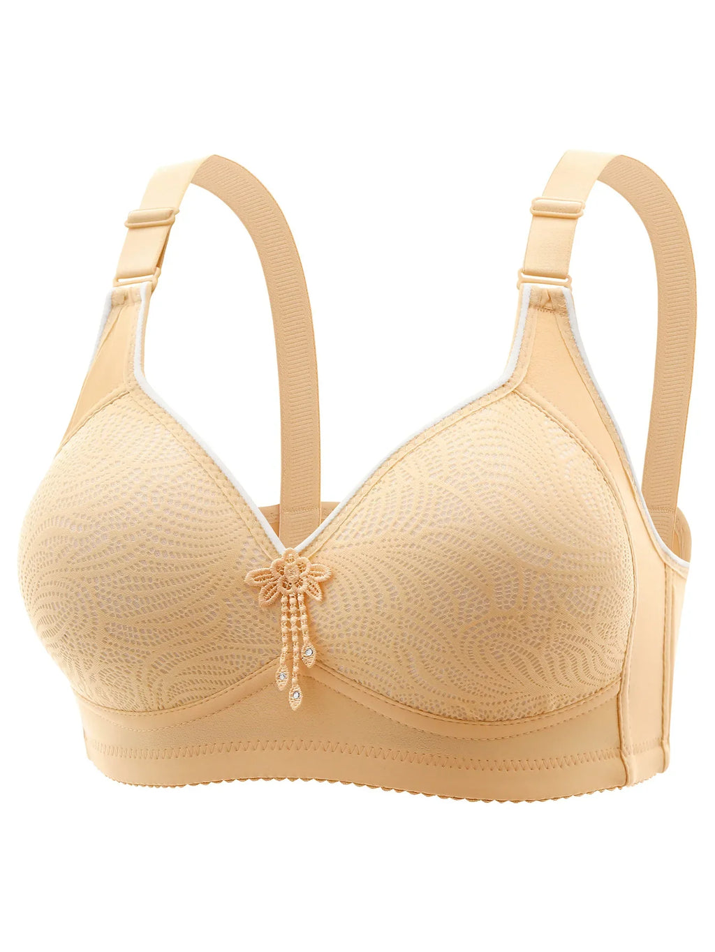 6pcs Seamless Tassel Decor Wireless Women Bra Push-Up - Adjustable Strap, Soft Colors Black/Pink/Beige/Light Blue/Mint Green