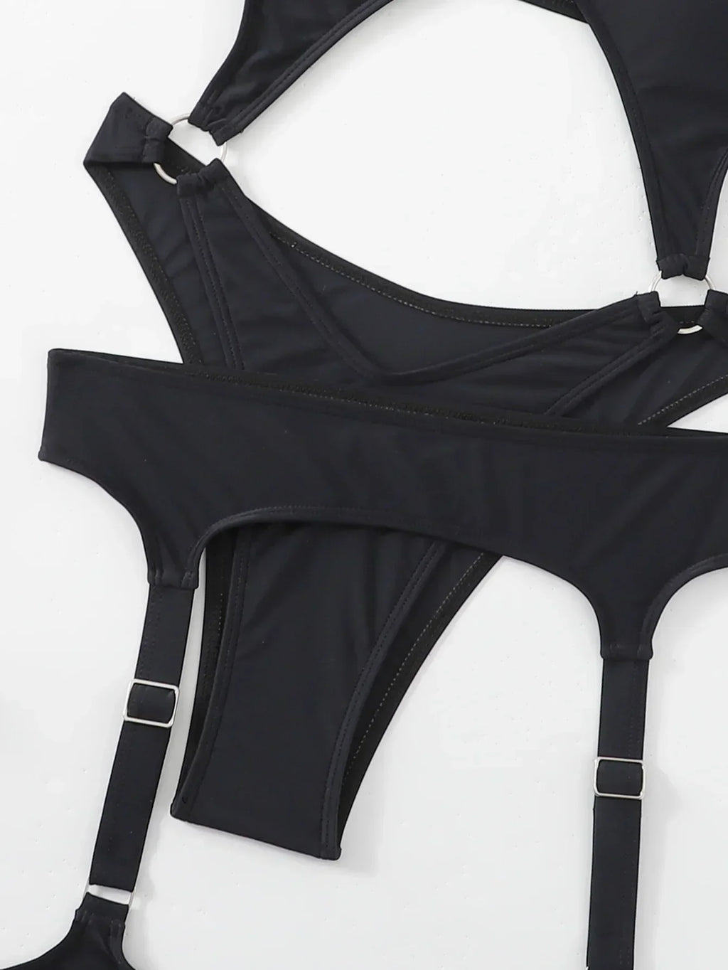 Sexy Black One Piece Swimsuit Women 2025 Hollow Out Push Up Suspenders Panties Thong Swimwear Beach Bathing Suit Swimming Bikini