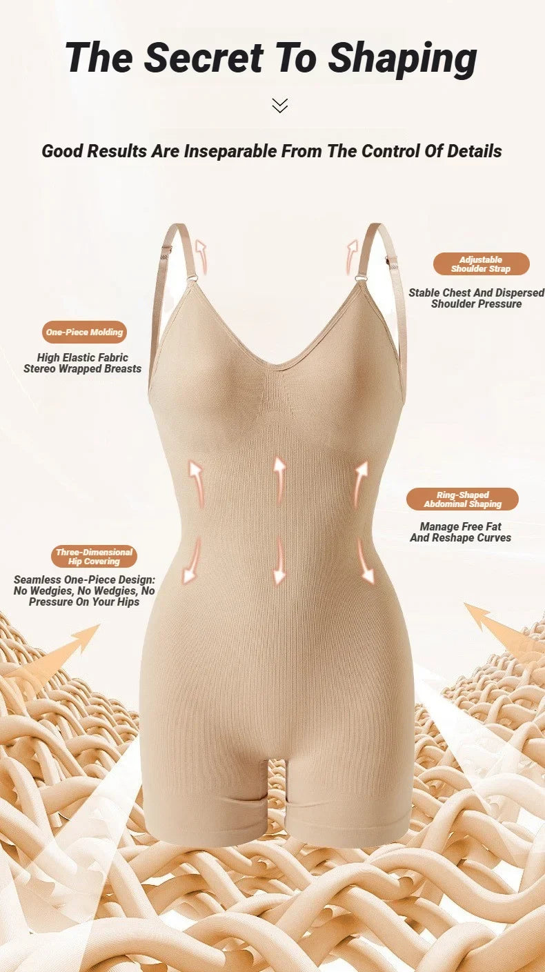 New Bodysuit Shapewear Women Tank Top Tummy Control Full Body Shaper Anti Chafing Shorts Slimming Waist Butt Lifter Seamless